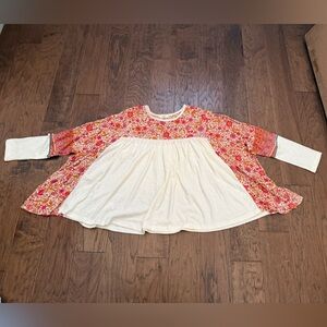 Easel Cream Tunic with Pink and Orange Floral Print long sleeve size medium